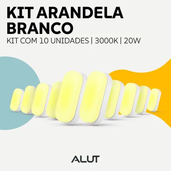 Kit 10 Arandela Led Tartaruga 20w 3000k 6500k Bivolt Ip65 a prova d'água Branco/Preto Alut By Avant