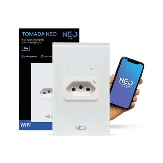 Kit 4, 5 ou 6 Tomadas Inteligente Smart Wi-fi 2.4 GHz 20A 110v/220v Bivolt Branco Avant Neo