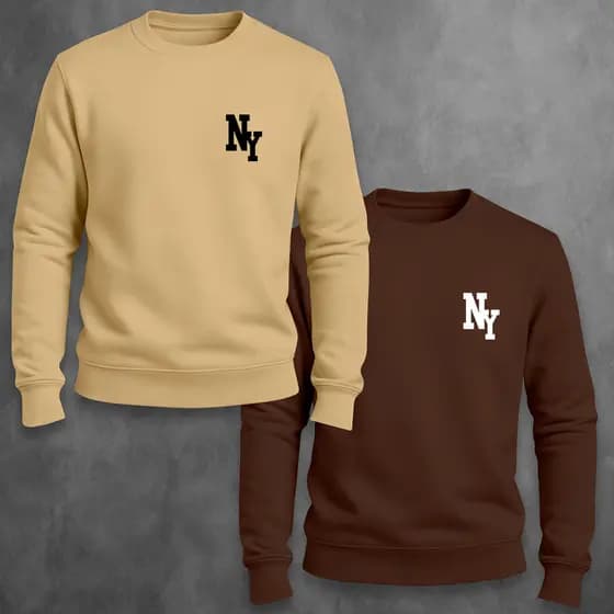 Kit 2 Blusa Moletom Masculino NY New York Gola Redonda Algodão Unissex Casaco Masculino Feminino