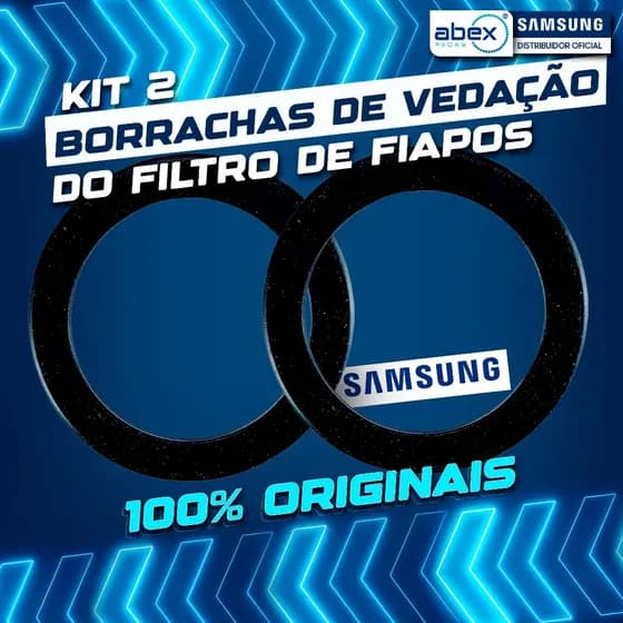 Kit 2 Borrachas De Vedação Filtro de Fiapos Lava Seca Samsung Ecobubble 8kg 10kg 11kg 13kg Original