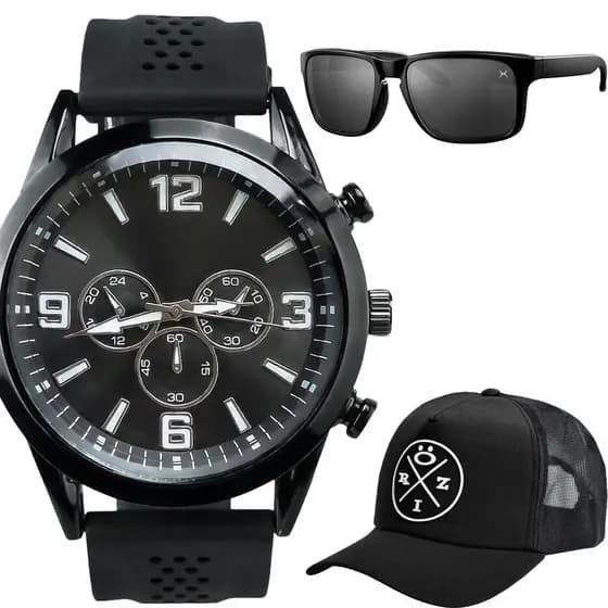 Relogio Masculino Silicone + Boné social presente ajustável
