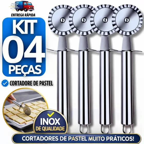 Carretilha Cortador de Massa Inox Pastel Pizza Cortar e Fechar Massa Cozinha