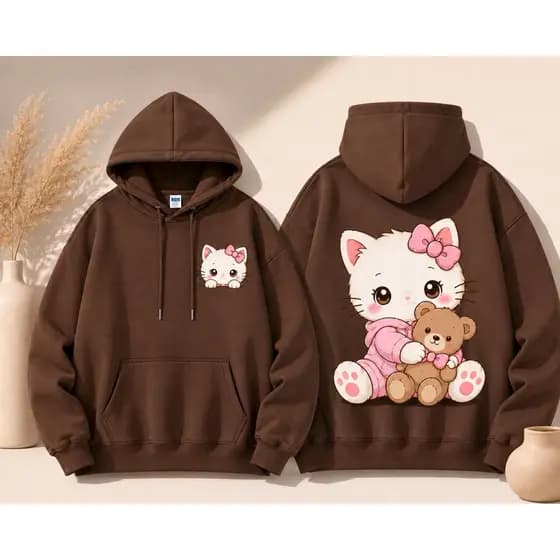 Moletom Canguru Infantil/Juvenil Gatinha Fofa | Flanelado Gramatura 300