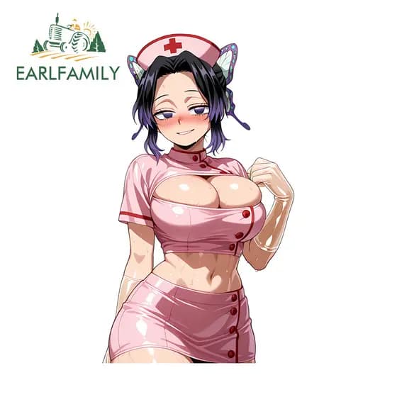 EARLFAMILY Demon Slayer Kochou Shinobu Adesivos De Carro Personalidade Oclusão Scratch Campervan Prancha De Surf Corrida