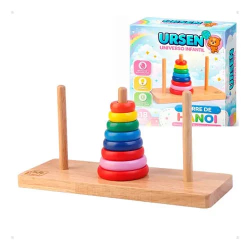 Brinquedo Torre De Hanói Educativo Criança Desenvolvimento Infantil Didático Educativo
