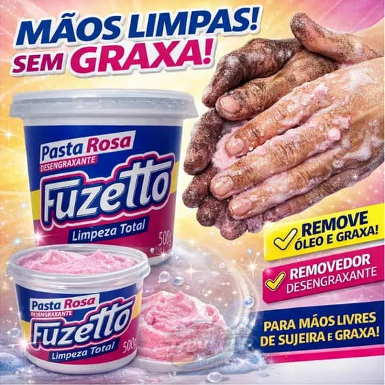 Pasta Lava Mãos Desengraxante Fuzetto 500g Limpeza Pesada Mecânico