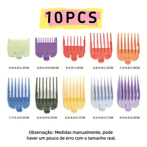 Kit Com 10 ou 3 Peças Pente De Reposição Colorido Para Cortar Cabelo, Guias de 1.5 a 22mm para Máquina de Corte Loong