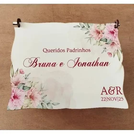 4 Caixas MDF Personalizadas para padrinhos de casamento - 14x18x6,5