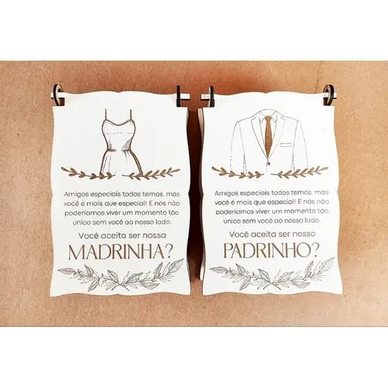 4 Caixas convite padrinhos de casamento em MDF 10X15X5
