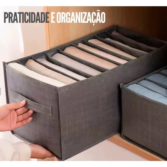 Caixa Organizadora De Roupas 9 Divisórias Ideal Gaveta Cor Cinza Pronta Entrega