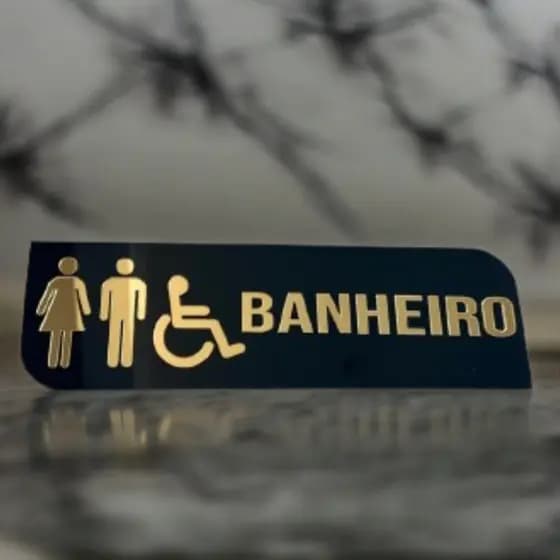 Placa Sinalização BANHEIRO SANITARIOS MASX/FEM/PNE/PCD Decor Acrílico INCLUSÃO ACESSIBILIDADE