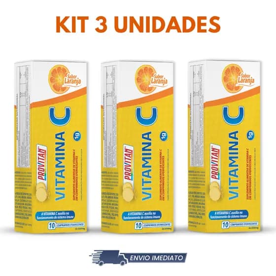 Vitamina C 1g Kit C/3 unidades - PROVITAN C/10 Comprimidos efervescentes