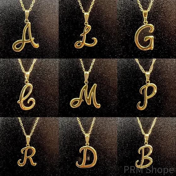 Colar De Letra Inicial nome Dourado Folheado prata