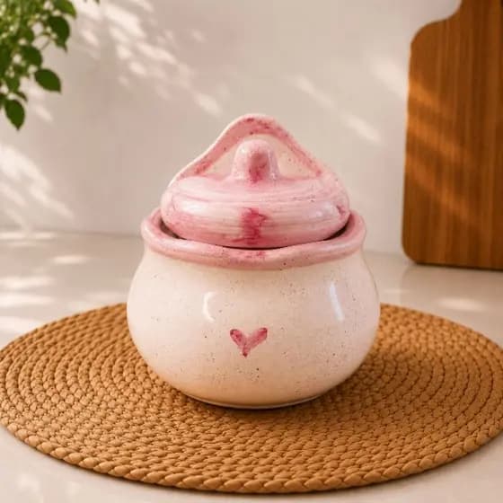 Pote Saleiro de Cerâmica com Tampa Premium| Porta Sal 600g Cozinha Decoração Presente Aconchegante
