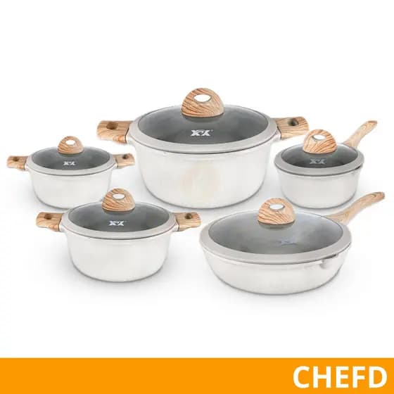 Jogo de Panelas 5 Peças em Granito - Cozinhe com Resistência e Elegância