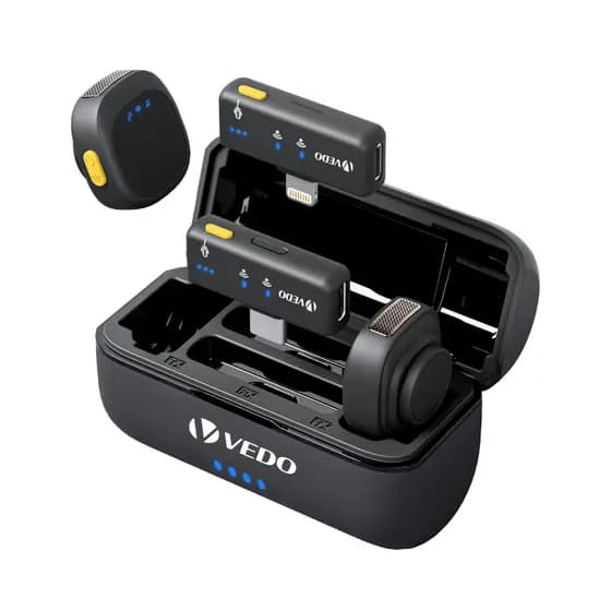 VEDO Microfone De Lapela Duplo Compatível iPhone Android 4 in 1 Microfone De Lapela