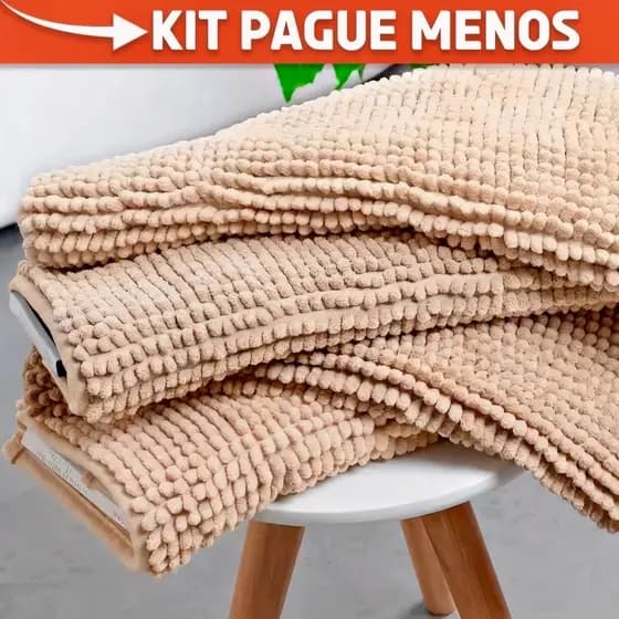 Kit Tapete Bolinha Macarrão Para Banheiro Antiderrapante 60 x 40cm Sintético Dedinho Luxo