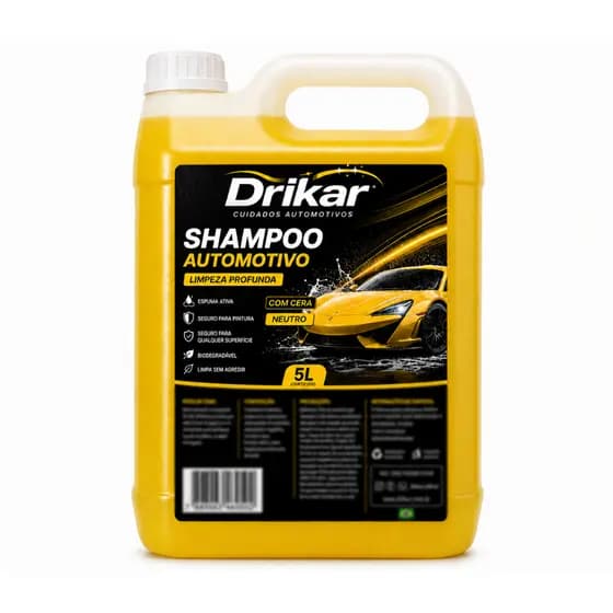 Shampoo Automotivo com Cera 5L Lava Carro e Moto Brilho Espuma Alto Rendimento Drikar