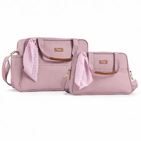 Kit Bolsa Maternidade M + Bolsa Maternidade G Mescla Rosa HUG