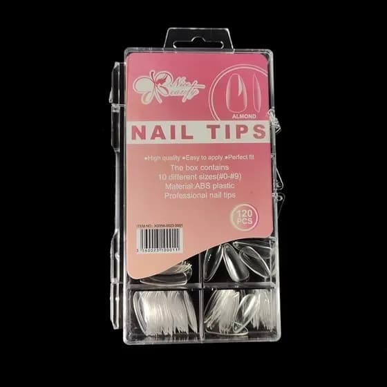 Postiça Soft Gel Almond Transparente e Leitosa 100 Unidades Stay Beauty