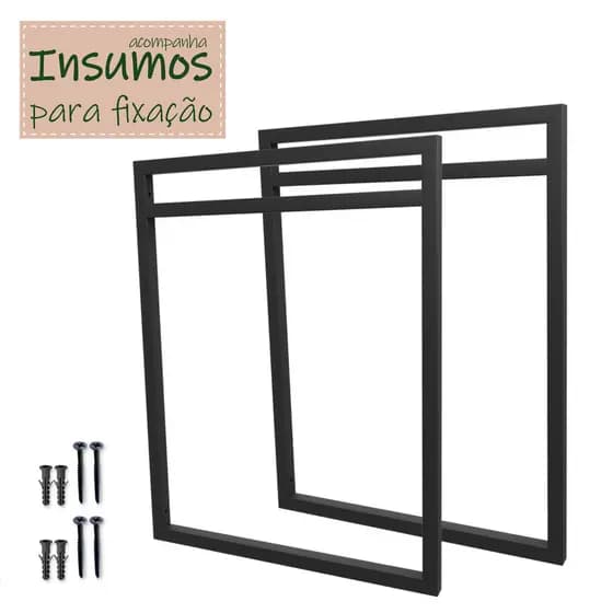 Suporte Estilo Industrial Duplo Prateleira 30cm Preto