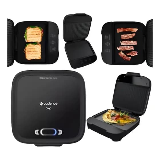 Sanduicheira Eletrica Cadence 110v Chapa Misteira Click Grill Tostex Para Hamburguer Omelete Ovo Bacon Na Cor Preto