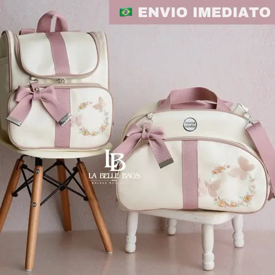 kit bolsa maternidade 2 peças Luxo, kit mala com Mochila Maternidade 2 em 1 (LEO SAFARI,BORBOLETA)