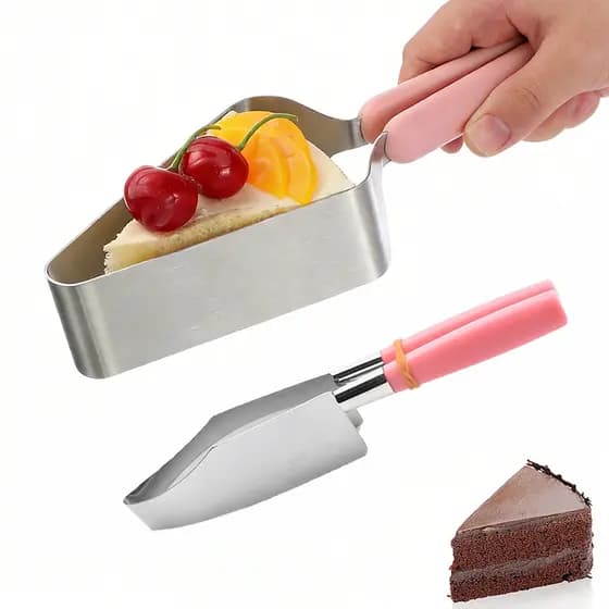 Faca para bolo de 1 peça, fatiador de bolo em aço inoxidável, pegador de bolo com cabo de plástico