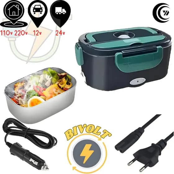 Marmita Elétrica Veicular Tomada Bivolt 110V/220V E 12V/24V - Marmita Térmica Para Comida