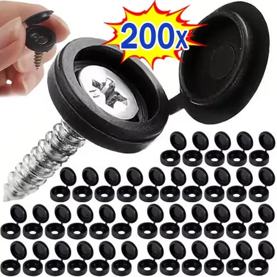 100/200 Pçs Carro Casa Decorativa Porcas Capa Unhas Pretas Tampas De Parafuso Plástico Capas Protetoras Dobrável Cruz Ta