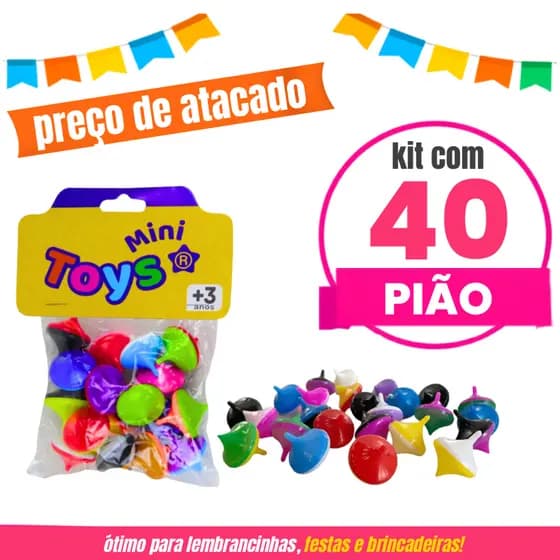 KIT COM 40 MINI PIÕES COLORIDOS CRISTAL LEMBRANCINHA FESTA INFANTIL