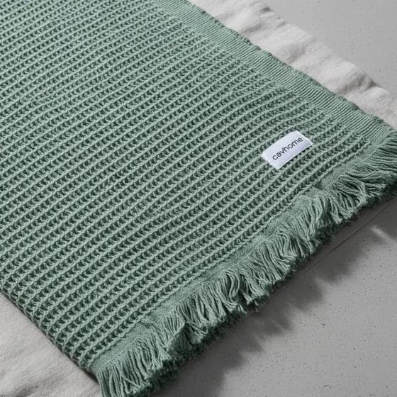 Manta Sofa Piquet Verde 2,00x1,50m Gigante Grossa Decorativa 100% Algodão Capa Protetora