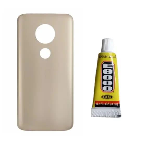 Tampa Traseira Para Moto G7 Play Dourado + Cola 3 Ml
