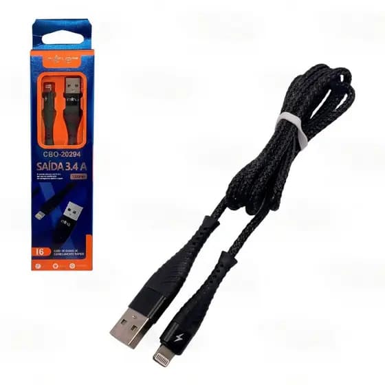 Cabo de Dados Para iPhone Inova 1 Metros 3.4A CBO-20104