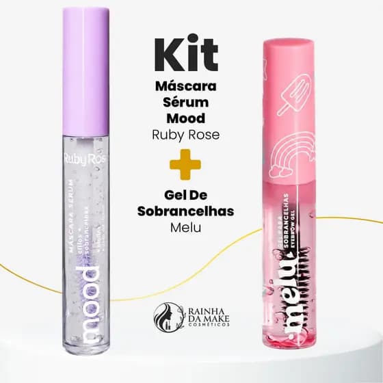 Gel De Sobrancelhas Melu Ruby Rose + Máscara Sérum Mood Cilios e Sobrancelha