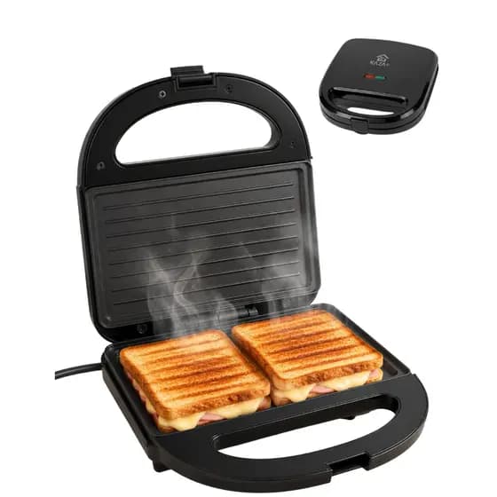 Sanduicheira Elétrica Grill Misteira 110V/220V Prensa Dupla Antiaderente 750W Preta Torradeira