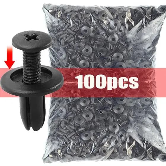 Rebites Plásticos Pretos para Pára-Choques de Carro 100 Peças Toyota, Kia, Nissan, Yamaha ANJIN.B