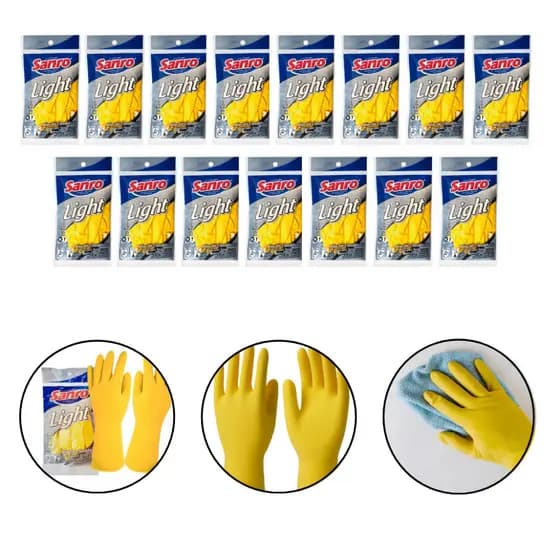 Kit 15 Luvas Sanro Light Antiderrapante Para Limpeza Jardinagem Tamanho G