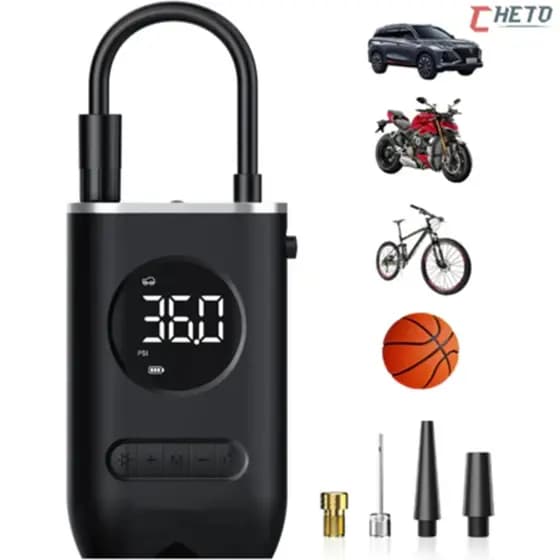 Compressor De Ar Elétrico Portátil Digital Ncher Pneu Carro Moto Bike Bicicleta Bola Piscina