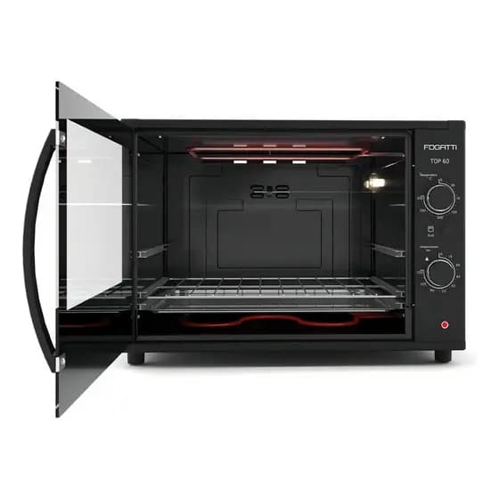 Forno Elétrico Fogatti Top 60 60L 220V 1750W Grill Timer 120 Minutos Preto