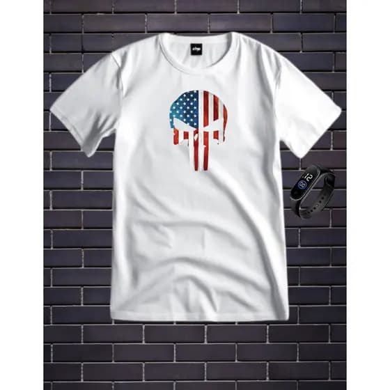 Conjunto Kit Camiseta Algodão 30.1Just mais Relogio Digital