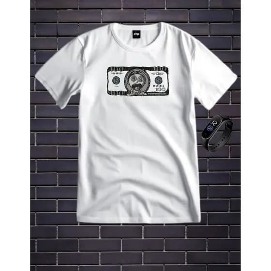 Conjunto Kit Camiseta Algodão DOLLAR RICK 30.1 mais Relogio Digital