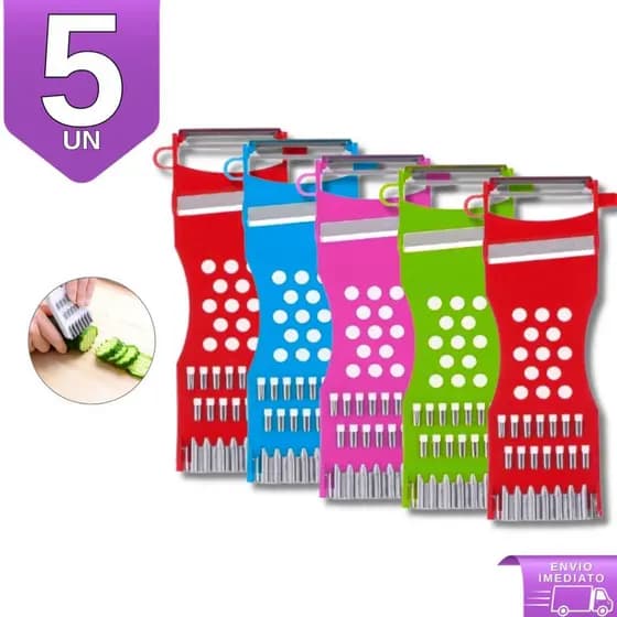 Kit 5 Descascador Ralador Fatiador 5 Em 1 Manual Queijo Legumes Frutas