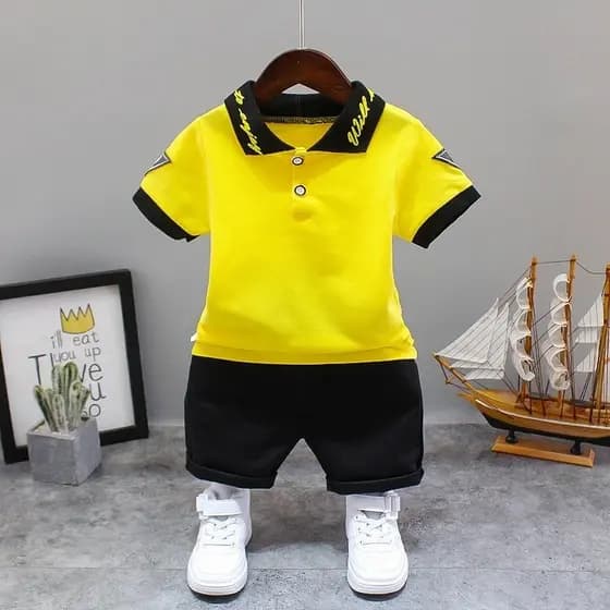 Top infantil + conjunto de calças de 2 peças, conjunto de camiseta de manga curta de verão para meninos,