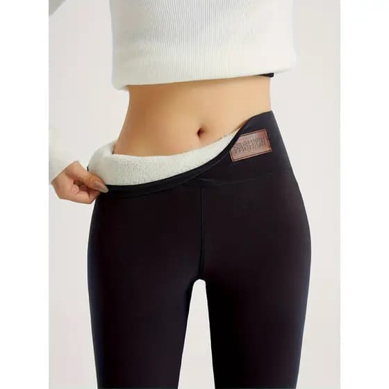 Leggings térmicas femininas de cintura alta - Calças grossas de inverno com elasticidade para uso casual e ao ar livre
