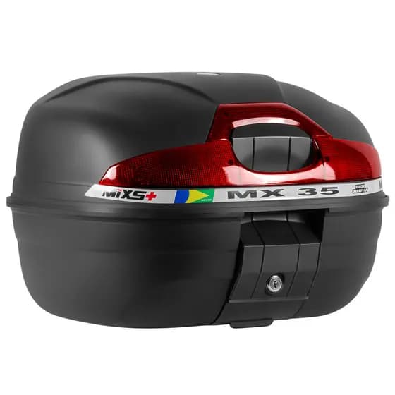 Bauleto Baú Mixs 35 Litros Universal Motos Com Fechadura e Base Fixação Completo