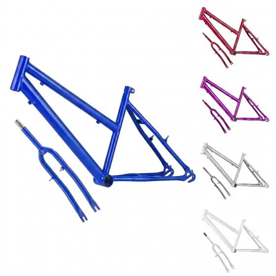 Quadro Com Garfo Aro 24 15 POL Bicicleta Custom Pinos Freio V-Brake Em Aço Carbono