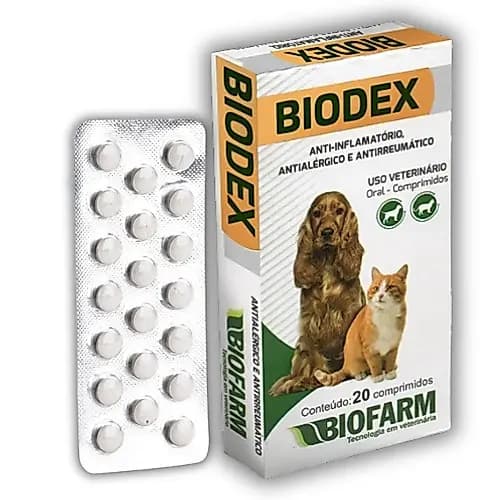 Biodex Biofarm 20 Comprimidos – Tratamento Antialérgico e Antirreumático Para Cães e Gatos