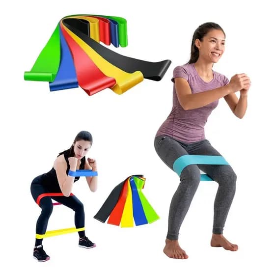Kit 5 Faixas Elásticas Para Exercícios Multifuncional Yoga Fisioterapia e Treino Colorida