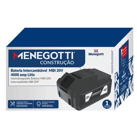 Bateria 20v 4.0ah Mbi-20 Intercambiável Menegotti